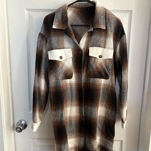 Plaid Brown and Cream Women's Jacket